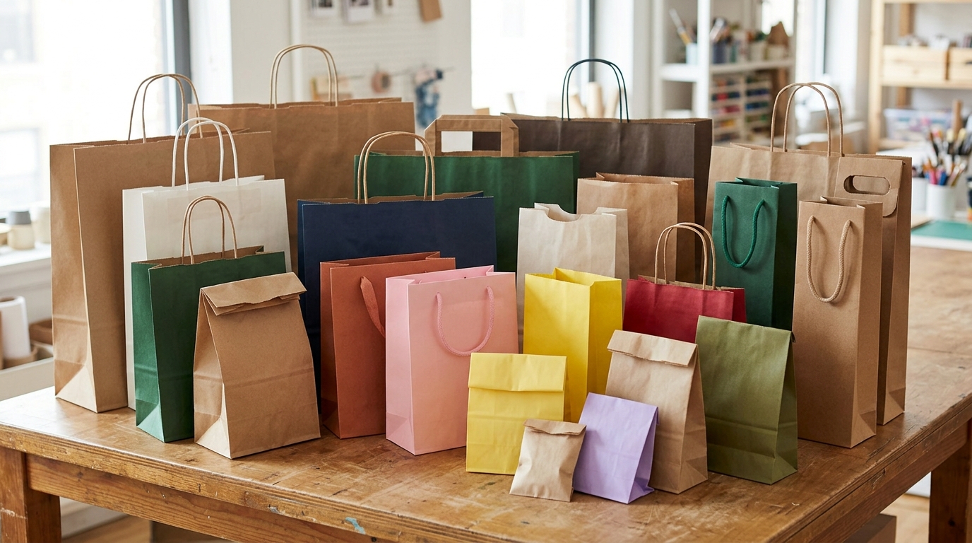 macam bentuk dan size paper bag dan warna berbeda